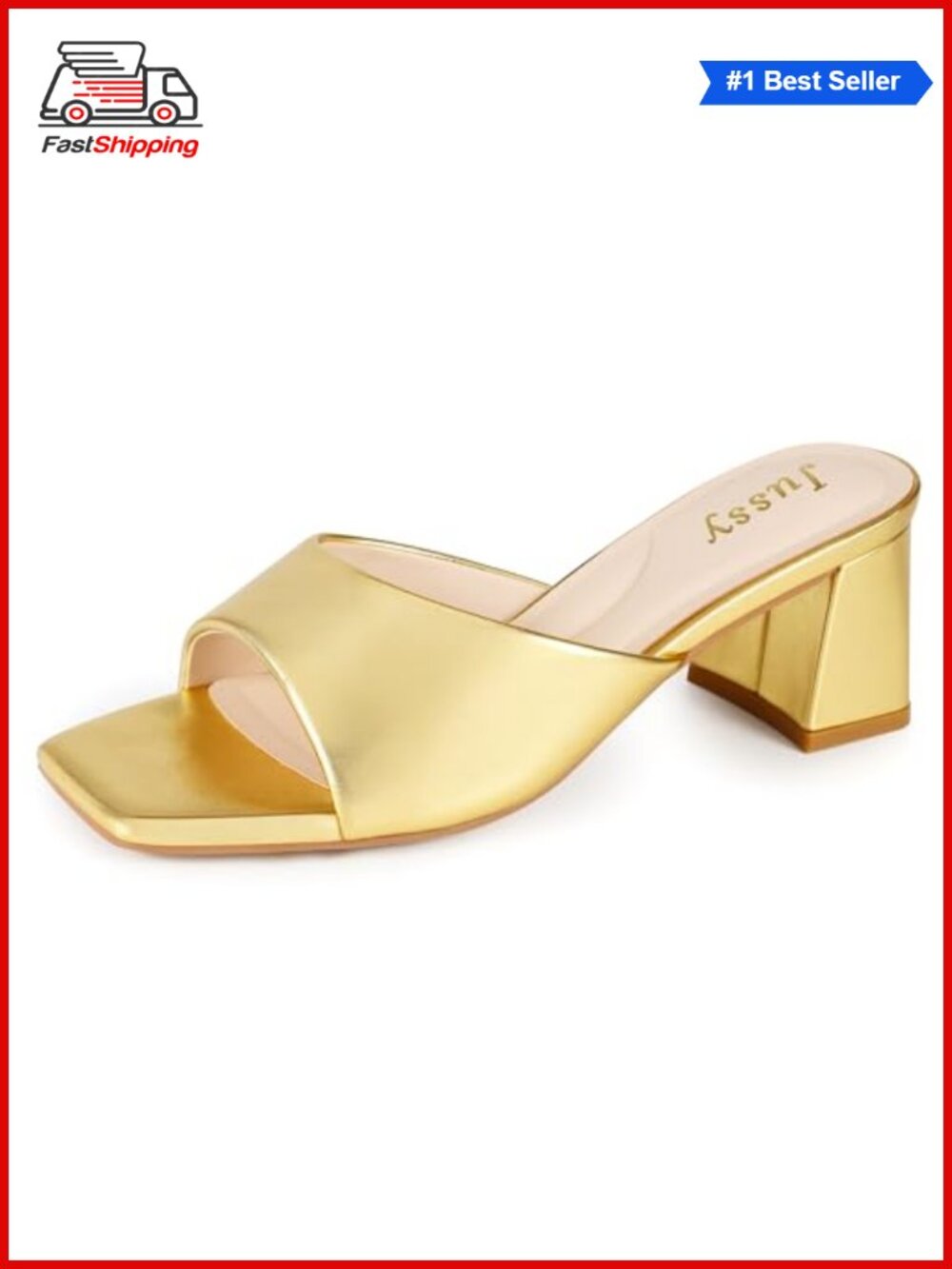 Women's Chunky Block Heel Mule Sandals Square Toe Slip On Low Heels